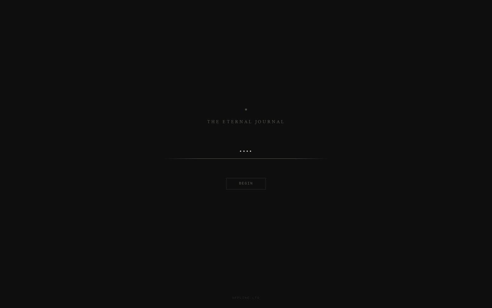 Lock screen — dark theme, security view of The Eternal Journal
